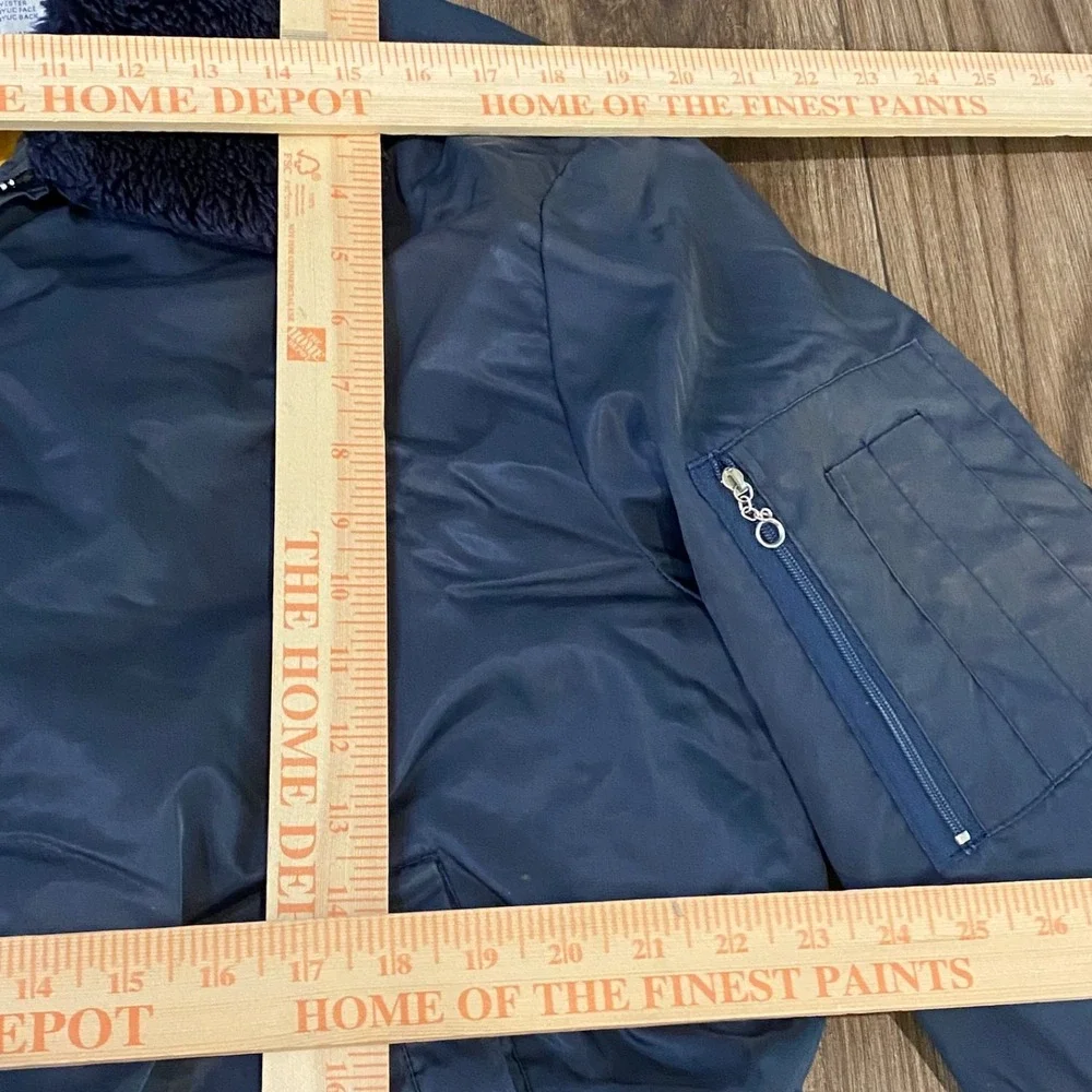 Vintage‎ Sears Work Leisure Mens LARGE 80's Blue Nylon Flight Bomber Jacket Coat